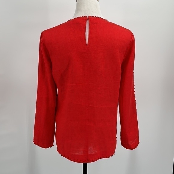 J. Crew Red Embroidered Linen Top Size 6 - Picture 5 of 13